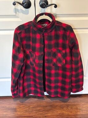 Red & Black Plaid Button-Up Jacket